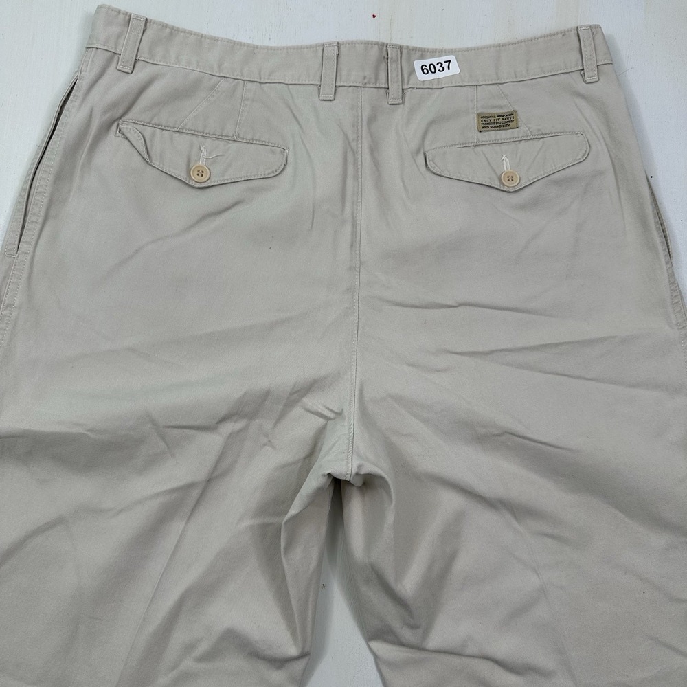 VTG Y2K New Man Baggy Pleated Pants Men 34x30 Tan Chino High Rise Cuffs France